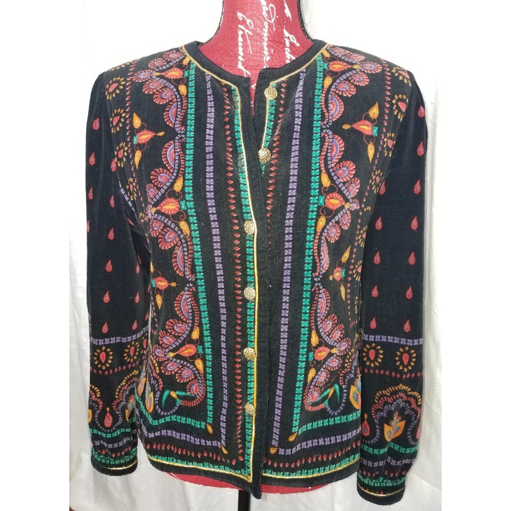 Vintage Festival Boho Crushed Velvet Jacket sz 10